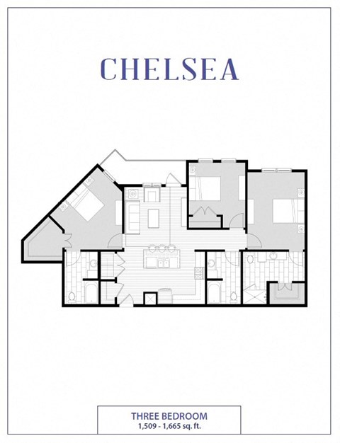 Floor plan for 3 beds, 3 baths, 1665 sqft